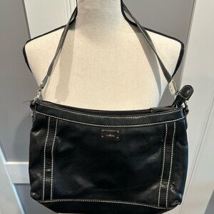 Liz & Co. Black Shoulder Bag with Stitch Detail